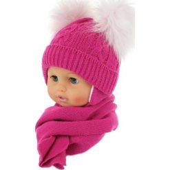 Czapka niemowlęca z szalikiem CZ+S 016F różowa. Czapki dla dzieci marki Proman. Za 47.14 zł.