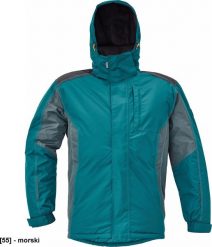 CERVA DAYBORO parka - męska kurtka zimowa, odpinany kaptur, polar kołnierz i w kapturze, odblaskowe elementy, 100% poliester - morski XL. Zielone parki męskie CERVA, na zimę, m, bez wzorów, z polaru, bez kaptura. Za 253.41 zł.