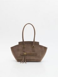 Torebka shopper - beżowy. Brązowe torebki shopper damskie Reserved, bez wzorów, bez dodatków. Za 179.99 zł.