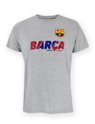 FC Barcelona dorosły szary T-shirt. Szare t-shirty męskie FC Barcelona, s, z aplikacjami, z bawełny, bez kołnierzyka. Za 129.30 zł.