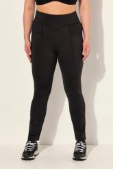 Damskie Legginsy sportowe z prostymi nogawkami szybkoschnące z recyklingu. Czarne legginsy sportowe damskie Ulla Popken, plus size, bez wzorów, z elastanu, z podwyższonym stanem. Za 239.99 zł.
