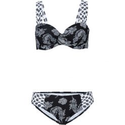 Bikini na fiszbinach (2 części) bonprix czarno-biały. Czarne bikini damskie bonprix. Za 99.99 zł.