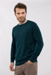 Lekki sweter S-RADO. Niebieskie swetry przez głowę męskie Volcano, l, bez wzorów, z bawełny, bez kołnierzyka. Za 139.99 zł.