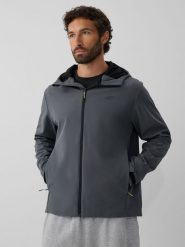 4F Kurtka softshell wiatroodporna membrana 5000 męska - szara S. Szare kurtki męskie 4f, m, bez wzorów, z materiału, klasyczne, bez kaptura. Za 299.99 zł.