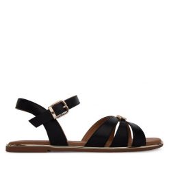 Sandały Tommy Hilfiger. Czarne sandały dziewczęce Tommy Hilfiger, bez zapięcia. Za 379.99 zł.