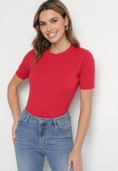 Czerwony Sweter z Ozdobnymi Ściągaczami Sanarella. Czerwone swetry damskie Born2be, uniwersalny, z aplikacjami, z jeansu, eleganckie, bez kołnierzyka, bez ramiączek, bez kaptura. Za 44.99 zł.