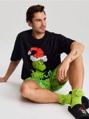 Świąteczne skarpetki Grinch - zielony. Zielone skarpety męskie Sinsay, bez wzorów. Za 12.99 zł.
