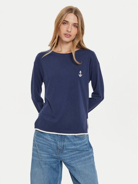 United Colors Of Benetton Koszulka piżamowa 3Y5E3M063 Granatowy Regular Fit. Niebieskie koszule nocne damskie United Colors Of Benetton, m, bez wzorów, z bawełny, bez ramiączek. Za 69.99 zł.