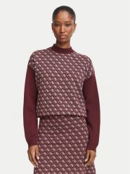 Guess Sweter W5BR23 Z3JD2 Bordowy Regular Fit. Czerwone swetry damskie Guess, s, z aplikacjami, z syntetyku, bez kołnierzyka, bez ramiączek, bez kaptura. Za 434.99 zł.