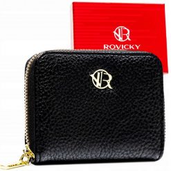 Portfel czarny Rovicky R-PRK-02-F19. Czarne portfele damskie ROVICKY, bez wzorów, ze skóry ekologicznej. Za 48.99 zł.