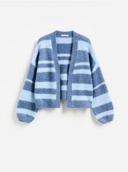 Kardigan z metalizowaną nicią - jasnoniebieski. Niebieskie kardigany damskie Reserved, l, bez wzorów, z dzianiny. Za 139.99 zł.