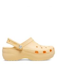 Crocs Klapki Classic Platform Pearl Clog 211231 Złoty. Żółte klapki damskie Crocs, bez wzorów, z tworzywa sztucznego, bez obcasa. Za 228.65 zł.