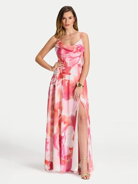 Swing Sukienka wieczorowa 5AI18600 Różowy Regular Fit. Czerwone sukienki damskie Swing, bez wzorów, z syntetyku, wizytowe, bez kołnierzyka, bez ramiączek. Za 549.99 zł.