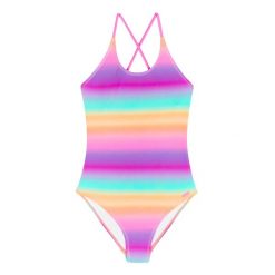 Dziewczęcy jednoczęściowy kostium kąpielowy Protest Rainbow. Brązowe stroje kąpielowe dla dziewczynek Protest, bez wzorów, z materiału. Za 259.00 zł.