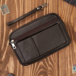 Saszetka męska skórzana do ręki z miejscem na telefon brązowa Paolo Peruzzi T-132-BR. Brązowe saszetki męskie z materiału, eleganckie. Za 119.00 zł.