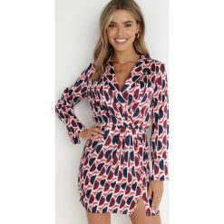 Bordowo-Biała Sukienka z Gumką w Pasie Veraia. Czerwone sukienki damskie Born2be, na imprezę, l, bez wzorów, eleganckie, bez kołnierzyka, bez ramiączek, mini, kopertowe. Za 79.99 zł.