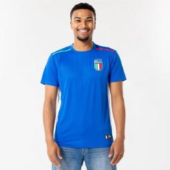 Koszulka piłkarska męska FIGC Włochy. Niebieskie koszulki sportowe męskie FIGC, m, bez wzorów, z materiału, bez kołnierzyka, bez ramiączek, do piłki nożnej. Za 149.99 zł.