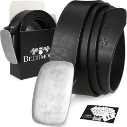 Beltimore Beltimore skórzany pasek męski czarny szeroki premium W38. Czarne paski damskie Beltimore, bez wzorów. Za 74.99 zł.