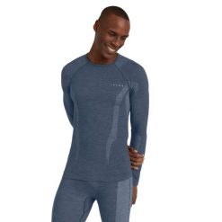 Koszulka Falke Wool-Tech Light. Niebieskie koszulki sportowe męskie Falke, l, bez wzorów, z dzianiny, bez kołnierzyka, bez ramiączek. Za 489.15 zł.