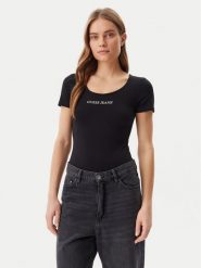 Guess Jeans Body W5GP25 J1314 Czarny Slim Fit. Czarne bluzki damskie Guess Jeans, xxl, z aplikacjami, z bawełny, bez kołnierzyka, bez ramiączek. Za 119.99 zł.
