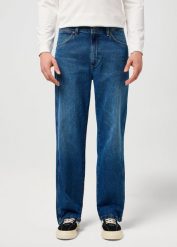 MESKIE SPODNIE WRANGLER LOOSE STRAIGHT RETRO BLUE 112371018. Niebieskie spodnie materiałowe męskie Wrangler, l, bez wzorów, z jeansu, retro. Za 219.99 zł.