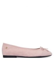 Tommy Hilfiger Baleriny Th Monogram Suede Ballerinas FW0FW09357 Różowy. Czerwone baleriny damskie Tommy Hilfiger, bez wzorów, ze skóry, bez obcasa. Za 409.99 zł.