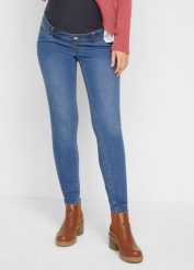 Dżinsy ciążowe, Skinny. Niebieskie jeansy damskie bonprix, moda ciążowa. Za 144.99 zł.