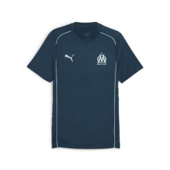 Męska koszulka Casuals Olympique Marsylia PUMA Ocean Tropic Turquoise Surf Blue. Niebieskie koszulki sportowe męskie Puma, m, bez wzorów, bez kołnierzyka, bez ramiączek, do piłki nożnej. W wyprzedaży za 154.00 zł.