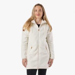 Bluza polarowa turystyka damska Swedemount Nordkap Pile Coat wodoodporna. Białe bluzy damskie SWEDEMOUNT, bez wzorów, z polaru, bez kaptura, trekkingowe. Za 399.99 zł.