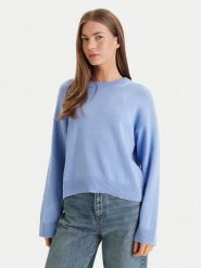 Calvin Klein Sweter LV047D305G Niebieski Relaxed Fit. Niebieskie swetry damskie Calvin Klein, xs, bez wzorów, z bawełny, bez kołnierzyka, bez ramiączek, bez kaptura. Za 489.99 zł.