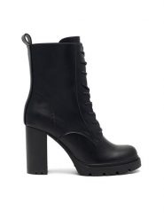 Clara Barson Botki KLARISSA WS5881-10 Czarny. Czarne botki damskie Clara Barson, ze skóry, bez obcasa, na słupku, bez zapięcia. Za 169.99 zł.