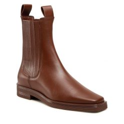 Sztyblety GINO ROSSI. Brązowe botki damskie Gino Rossi, bez obcasa, na płaskiej podeszwie, bez zapięcia. Za 429.99 zł.