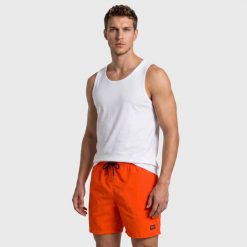 Szorty kąpielowe męskie Norway. Czerwone krótkie spodenki sportowe męskie Aulp, m, bez wzorów, z bawełny, do pływania. Za 129.99 zł.
