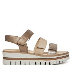 Sandały Gabor. Żółte sandały damskie Gabor, bez wzorów, bez obcasa, na koturnie, bez zapięcia. Za 399.99 zł.