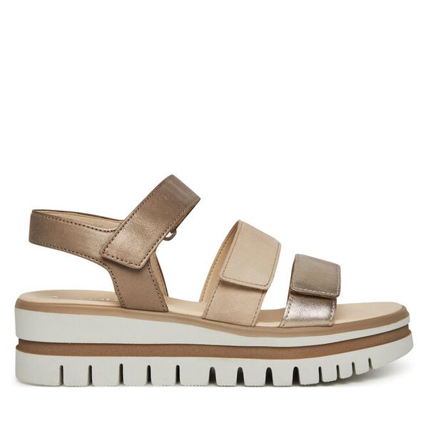 Sandały Gabor. Żółte sandały damskie Gabor, bez wzorów, bez obcasa, na koturnie, bez zapięcia. Za 399.99 zł.