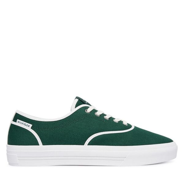 Tenisówki Tommy Hilfiger. Zielone trampki męskie Tommy Hilfiger, bez wzorów, bez zapięcia. Za 369.99 zł.