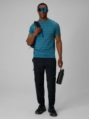 4F Koszulka trekkingowa regular szybkoschnąca męska - granatowa L/XL. Niebieskie t-shirty męskie 4f, l, bez wzorów, bez kołnierzyka. Za 99.99 zł.