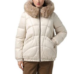 Kurtka GEOX W BACKSIE Niebieski. Niebieskie kurtki damskie Geox, bez wzorów, z tkaniny, bez kaptura. Za 595.99 zł.