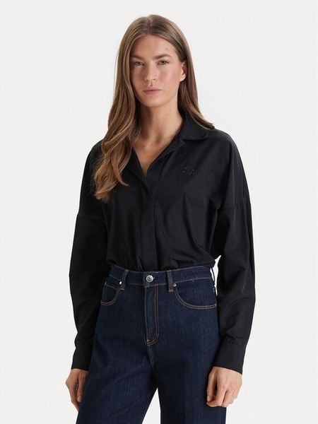 Guess Body W6RH61 WJ782 Czarny Regular Fit. Czarne bluzki damskie Guess, l, z aplikacjami, z syntetyku, bez kołnierzyka, bez ramiączek. Za 283.99 zł.