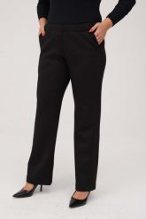 Klasyczne czarne spodnie z prostą nogawką i wysokim stanem OVERSIZE PLUS SIZE XXL. Czarne spodnie materiałowe damskie Moda Size Plus Iwanek, plus size, bez wzorów, z nylonu, z podwyższonym stanem. Za 189.90 zł.