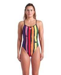 Strój Kąpielowy Arena Painters Stripe Swimsuit. Czarne kostiumy jednoczęściowe damskie Arena, bez wzorów, z materiału, eleganckie, do pływania. Za 229.99 zł.