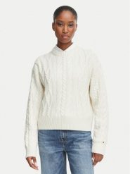 Tommy Hilfiger Sweter WW0WW51396 Beżowy jasny Regular Fit. Brązowe swetry damskie Tommy Hilfiger, xxs, bez wzorów, z syntetyku, bez kołnierzyka, bez ramiączek, bez kaptura. Za 699.99 zł.