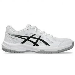 Buty siatkarskie damskie Asics Upcourt 6 Gs. Czarne obuwie sportowe damskie Asics, bez wzorów, z materiału, do siatkówki. Za 297.90 zł.