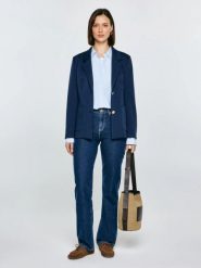 Marynarka damska slim granatowa Norbia 403. Niebieskie żakiety damskie Big Star, l, bez wzorów, z tkaniny, biznesowe. Za 359.99 zł.