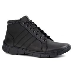 Olivier Buty męskie sznurowane skórzane ocieplane za kostkę 311KZ Fut czarne. Czarne eleganckie półbuty na zimę, ze skóry, eleganckie, za kostkę, bez zapięcia. Za 377.80 zł.