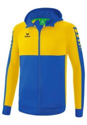 Kurtka treningowa z kapturem Erima Six Wings. Niebieskie kurtki męskie Erima, s, bez wzorów, z bawełny, sportowe, z kapturem. Za 252.50 zł.