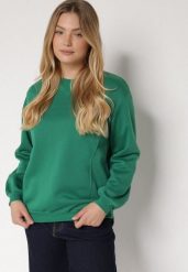 Zielona Bluza z Bawełną Ozdobiona Przeszyciami Fezoria. Zielone bluzy damskie Born2be, l, bez wzorów, z bawełny, bez kaptura. Za 69.99 zł.