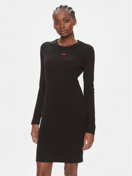 Hugo Sukienka codzienna Nemalia 50508635 Czarny Slim Fit. Czarne sukienki damskie Hugo, na co dzień, xs, bez wzorów, z bawełny, bez kołnierzyka, bez ramiączek, proste. Za 549.99 zł.