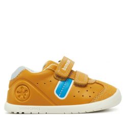 Sneakersy Biomecanics. Żółte trampki i tenisówki chłopięce Biomecanics, bez wzorów, bez zapięcia. Za 179.99 zł.