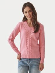 Tatuum Sweter Wira T2416.092B Różowy Regular Fit. Czerwone swetry damskie Tatuum, xl, bez wzorów, z wiskozy, bez kołnierzyka, bez ramiączek, bez kaptura. Za 209.99 zł.